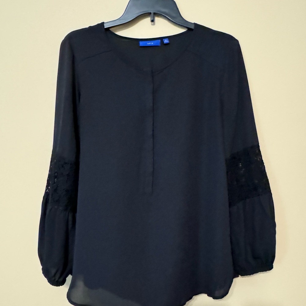 Apt9 petite large black blouse lace.
